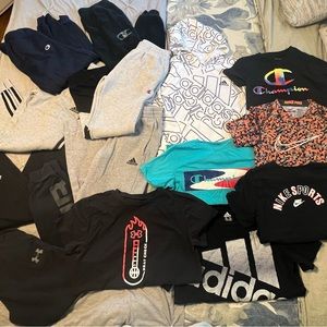 Lot of boys clothes M Medium size 10/12 underarmour Nike reebok champion